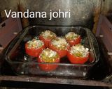 A picture of step 3 of मटर पनीर स्टफ्ड बेक्ड टमाटर.