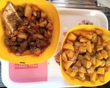 A picture of step 6 of Matoke and beef.