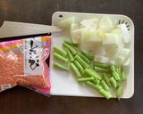 A picture of step 1 of Spring Onion and Green Bean Tempura Fritters.