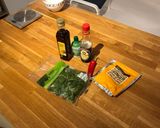 A picture of step 5 of One dish sticky rice, broccoli, squash and sweet potato with chilli and ginger dressing.
