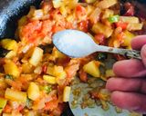 A picture of step 3 of Aloo chana masala.