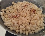 A picture of step 3 of Mac N Cheese pasta.