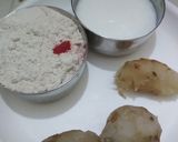 A picture of step 1 of Rice flour and sweetpotato ki jalebi.
