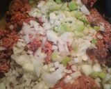 A picture of step 2 of Sausage, Beef, and Beans.