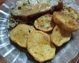 Foto del paso 8 de la receta: Bife de cerdo relleno con verdeo y mozzarella con papas al horno