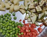 A picture of step 1 of Matar gajar mix vegetable curry.