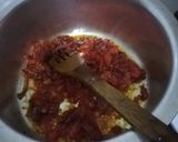 A picture of step 7 of Tumeric rice with sausages, egg curry and salad.