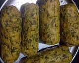 A picture of step 4 of Kothimbir vadi (coriander vadi).