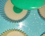 A picture of step 3 of Vanilla cup cake with butter cream frosting 😊.