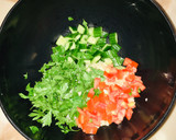 A picture of step 4 of Tabbouleh salad with a twist.