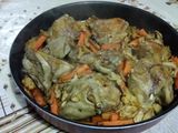 ملوخية وصينية دجاج مع الجزر والفطر