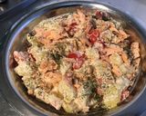 Une image de l'étape 10 de Salade de pommes de terre blue belle et tomates au saumon et aneth (sauce feta citron noix).
