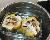 A picture of step 4 of Steamed stuffed capsicum with fresh mushroom, pumpkin, asparagus, potatoes, fish, pork and egg white.