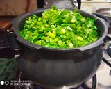 A picture of step 1 of Sarso Saag with Makki Roti.