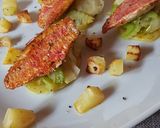 A picture of step 8 of Red Mullet with Potatoes, Belgian Endive, and Celery.