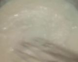 A picture of step 5 of Alfredo penne pasta.