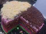 Rainbow cake 4 telur (no oven)