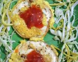 A picture of step 3 of Egg mini dosa with Schezwan chutney.