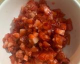 A picture of step 1 of Strawberry Tomato Salsa.