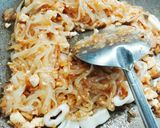 A picture of step 8 of Pad Thai Shrimp Wrapped in Egg with Tamarind Sauce.