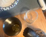A picture of step 1 of Lemon drop martini style drink.