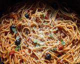 A picture of step 7 of Spicy Arrabbiata Spaghetti with Olives.