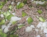 A picture of step 1 of Jambalaya made with breakfast sausage.
