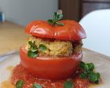 Une image de l'étape 5 de 🍅Tomate farcie à l'émincé blé et soja sauce tomate maison.