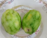 A picture of step 1 of Raw Mango murabba/ khatti meethi chutney.