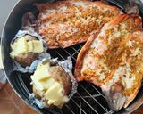 A picture of step 7 of Barrel-Smoked Trout with Baked Potato and Salad.