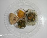 A picture of step 4 of Haryali lunch with Gourd pickle.
