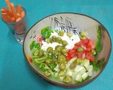 A picture of step 4 of Japan In A Salad Bowl 🥗 --- Zingy Wasabi Peas & Chena - Veggie Salad Bowl.