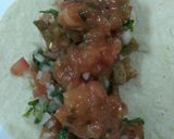 A picture of step 4 of Charales Tacos with Pico de Gallo and Salsa.