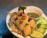 Hình bước làm 5 của món Cơm gà hải nam -canh hạt sen sườn dải
