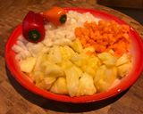 A picture of step 2 of Thai Pineapple fried rice.