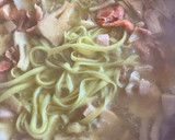 Foto del paso 8 de la receta: Spaghetti de trigo y soja verde con bacalao, salmón y brote de bambú
