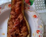 Pieczona Cukinia z mięsem mielonym cebulką i keczupem krok przepisu 4 zdjęcie