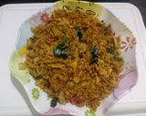 A picture of step 3 of Roti upma (leftover).