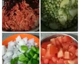 A picture of step 1 of Aloo Matar in Beet curry.