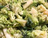 A picture of step 2 of Romanesco Broccoli with Garlic, Olive Oil, and Red Pepper Flakes.