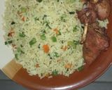 A picture of step 3 of Fried rice with grilled chicken.