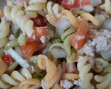 รูปขั้นตอนการทำที่ 1 ของ "ยำพาสต้าทูน่า" Spicy Tuna Pasta Salad 🐟🌶🍀