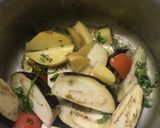A picture of step 3 of Brinjal sabzi.