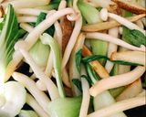 A picture of step 5 of Potato, mushroom and bok-choy sauté with mustard sauce.