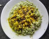A picture of step 4 of Kandhyachi Kanchcholi (Onian chatani).
