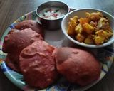 A picture of step 6 of Beetroot masala Puri.
