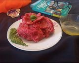 A picture of step 2 of Pink khichu/ red velvet khichu.