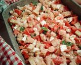 A picture of step 2 of Baked Southern Panzanella.