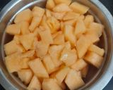 A picture of step 1 of Muskmelon slushie.