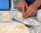 A picture of step 7 of Homemade crab ravioli with sage lemon butter sauce.